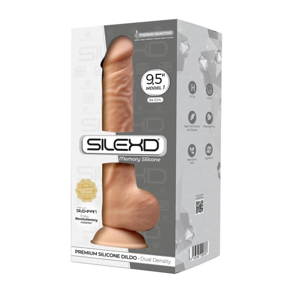 Фаллос с двойным покрытием SileXD Model 1 (9,5 дюймов) бежевый